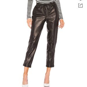 🔥NWOT Drawstring Cropped Highrise Leather Joggers